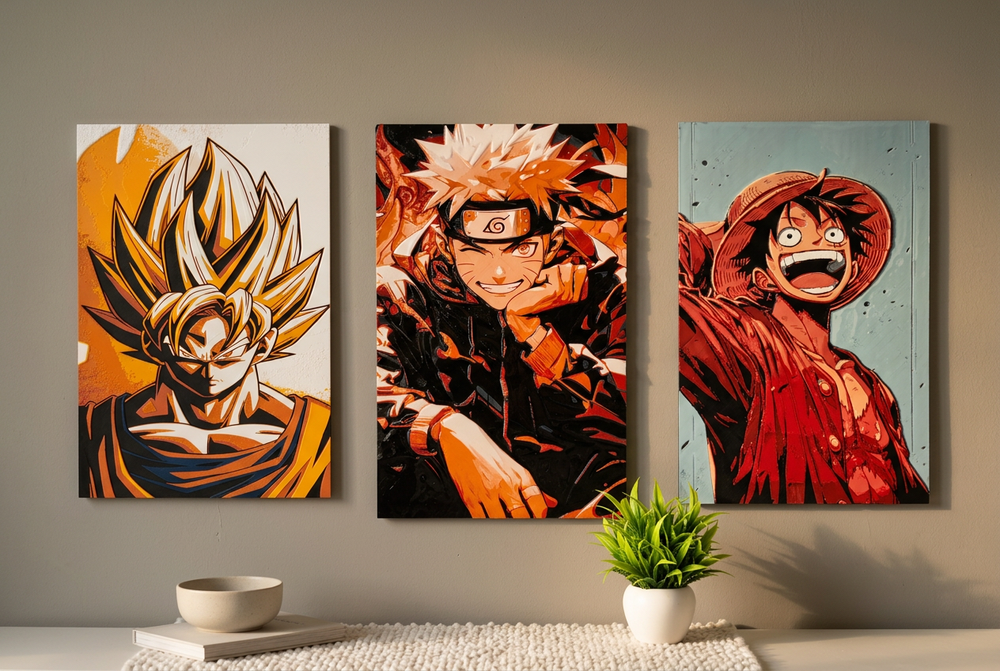 3 Posters Lifestyle — Goku, Naruto, Luffy