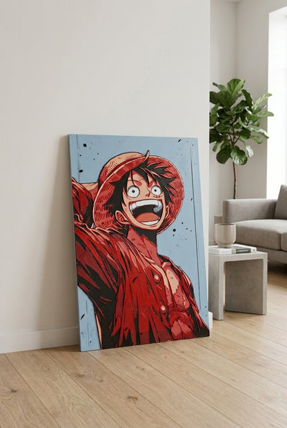 Straw Hat Luffy Bold Red Anime Wall Poster