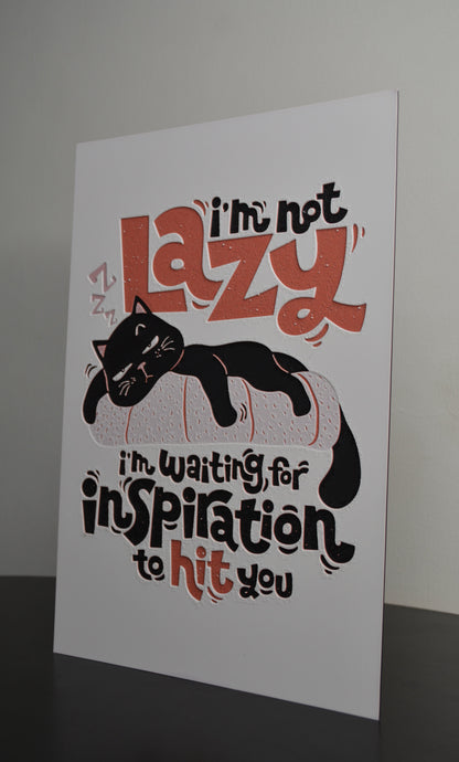 I'm Not Lazy – Cat Quote 3D Wall Poster