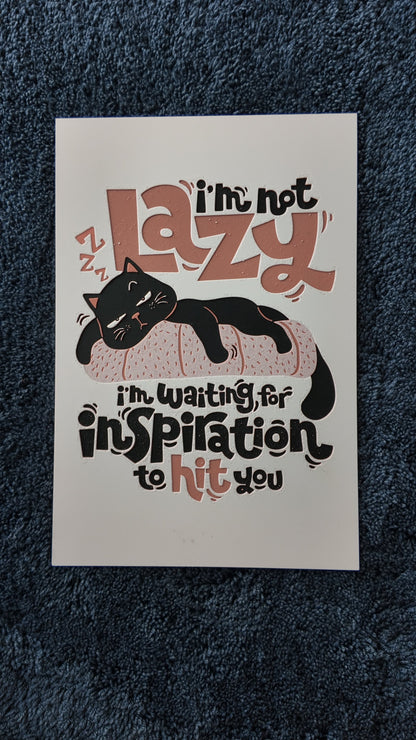 I'm Not Lazy – Cat Quote 3D Wall Poster