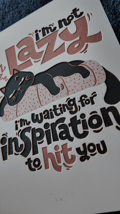I'm Not Lazy – Cat Quote 3D Wall Poster